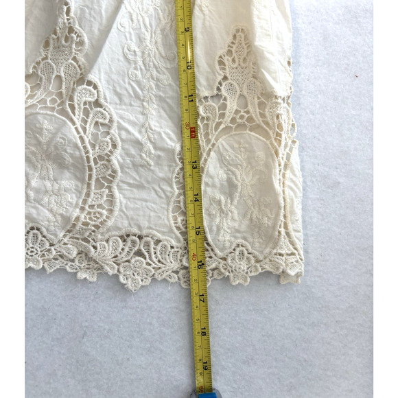 Topshop Petite Skirt 6 Ivory Lace Embroidered Eyelet Boho Cottagecore Coquette‎ - Picture 6 of 7